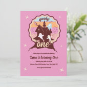 Spooky One Halloween First Birthday Ghost Pink Kaart (Staand voorkant)