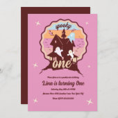 Spooky One Halloween First Birthday Ghost Pink Kaart (Voorkant / Achterkant)