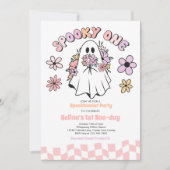 Spooky One Halloween Floral Ghost 1st Birthday Kaart (Voorkant)