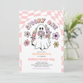 Spooky One Halloween Floral Ghost 1st Birthday Kaart (Staand voorkant)