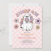 Spooky One Halloween Floral Ghost 1st Birthday Kaart (Voorkant)