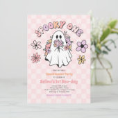 Spooky One Halloween Floral Ghost 1st Birthday Kaart (Staand voorkant)