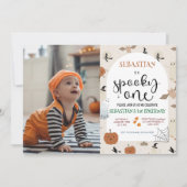 Spooky One Halloween Ghost 1e Verjaardag Foto Kaart (Voorkant)