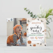 Spooky One Halloween Ghost 1e Verjaardag Foto Kaart (Staand voorkant)