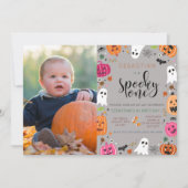 Spooky One Halloween Ghost 1e Verjaardag Foto Kaart (Voorkant)