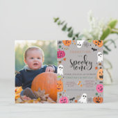 Spooky One Halloween Ghost 1e Verjaardag Foto Kaart (Staand voorkant)