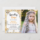 Spooky One Halloween Ghost 1e Verjaardag Foto Kaart (Voorkant)