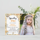 Spooky One Halloween Ghost 1e Verjaardag Foto Kaart (Staand voorkant)