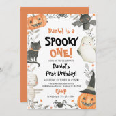 Spooky One Halloween Ghost 1e Verjaardag Uitnodigi Kaart (Voorkant / Achterkant)