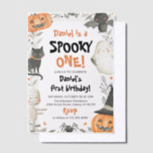 Spooky One Halloween Ghost 1e Verjaardag Vellum Uitnodigingen (Offset)