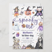 Spooky One Halloween Ghost 1st Birthday Party Kaart (Voorkant)