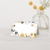 Spooky One Halloween Ghost Birthday Food Tent Plaatskaartje (Voorkant)