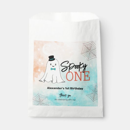 Spooky One Halloween Ghost Boys 1st Birthday Party Bedankzakje (Voorkant)
