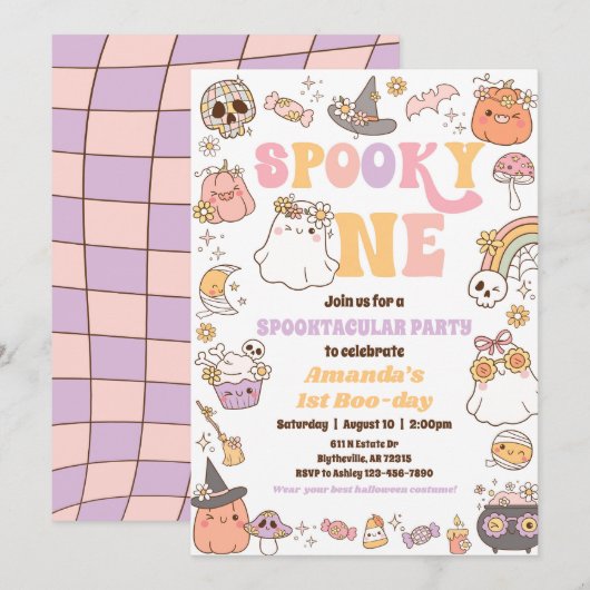 Spooky One Halloween Ghost Invitation Kaart (Voorkant / Achterkant)