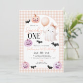 Spooky One Halloween Ghost Oranje 1e Verjaardag Kaart (Staand voorkant)