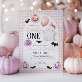 Spooky One Halloween Ghost Pink 1st Birthday Kaart