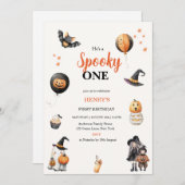 Spooky One Halloween Ghost pumpkin Birthday Party Kaart (Voorkant / Achterkant)
