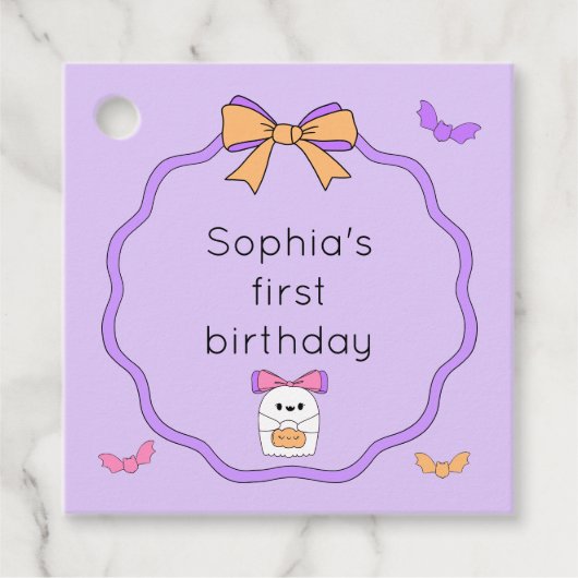 Spooky One Halloween Ghost Verjaardag Bedankjes Labels (Voorkant)