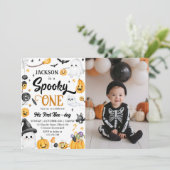 Spooky One Halloween Ghost Verjaardagsfoto Kaart (Staand voorkant)