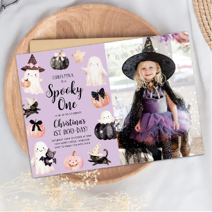 Spooky One Halloween Girl 1st Birthday Party Foto Kaart