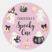 Spooky One Halloween Girl 1st Birthday Party Ronde Sticker (Voorkant)