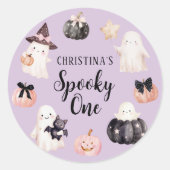 Spooky One Halloween Girl 1st Birthday Party Ronde Sticker (Voorkant)