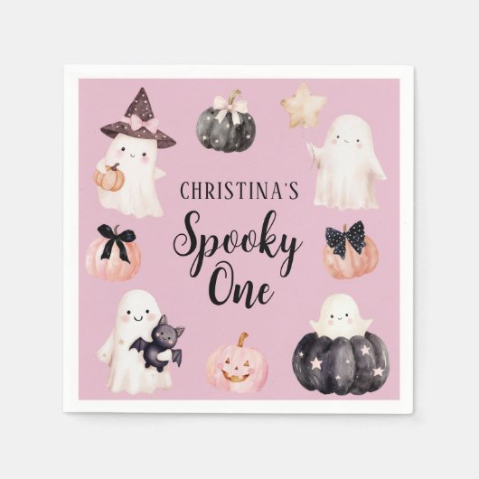 Spooky One Halloween Girl 1st Birthday Party Servet (Voorkant)