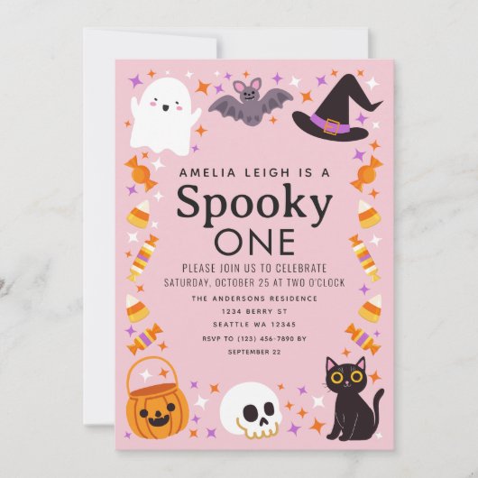 Spooky One Halloween Girls 1e verjaardag Kaart (Voorkant)