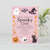 Spooky One Halloween Girls 1e verjaardag Kaart (Staand voorkant)