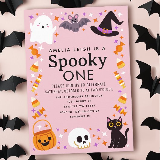 Spooky One Halloween Girls 1e verjaardag Kaart