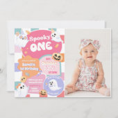 Spooky One Halloween Groovy 1e verjaardagsfeestje Kaart (Voorkant)