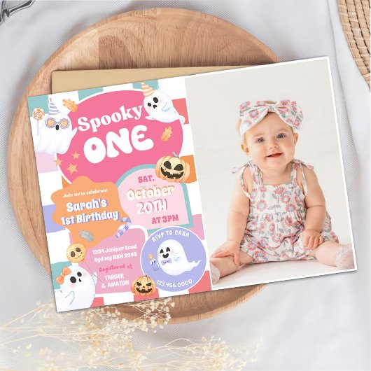 Spooky One Halloween Groovy 1e verjaardagsfeestje Kaart