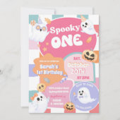 Spooky One Halloween Groovy 1e verjaardagsfeestje Kaart (Voorkant)