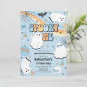 Spooky One Halloween Groovy Ghost 1e verjaardag In Kaart (Staand voorkant)