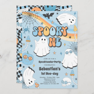 Spooky One Halloween Groovy Ghost 1e verjaardag In Kaart