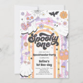Spooky One Halloween Groovy Ghost 1e verjaardag Kaart (Voorkant)