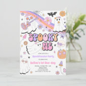 Spooky One Halloween Groovy Ghost 1e verjaardag Kaart (Staand voorkant)