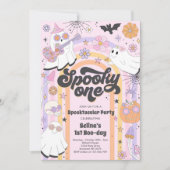 Spooky One Halloween Groovy Ghost 1e verjaardag Kaart (Voorkant)