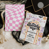 Spooky One Halloween Groovy Ghost 1e verjaardag Kaart