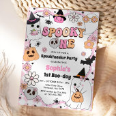 Spooky One Halloween Groovy Ghost 1e verjaardag Kaart