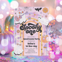 Spooky One Halloween Groovy Ghost 1e verjaardag