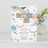 Spooky One Halloween Groovy Ghost 1e verjaardag Kaart (Staand voorkant)