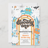 Spooky One Halloween Groovy Ghost 1e verjaardag Kaart (Voorkant)