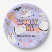 Spooky One Halloween Groovy Ghost 1e verjaardag Papieren Bordje (Voorkant)