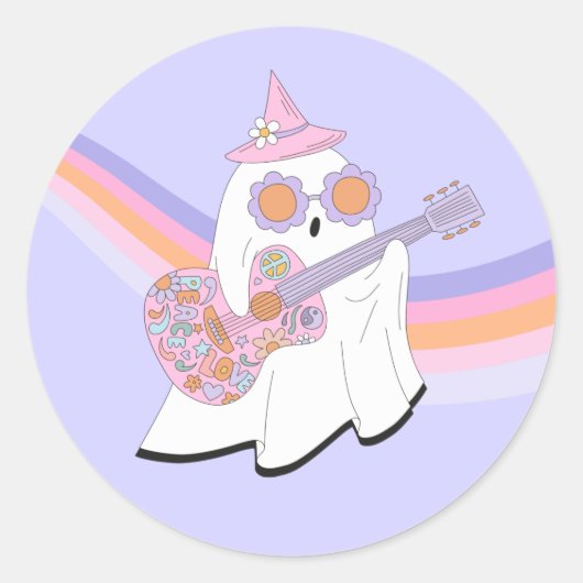 Spooky One Halloween Groovy Ghost 1e verjaardag Ronde Sticker (Voorkant)