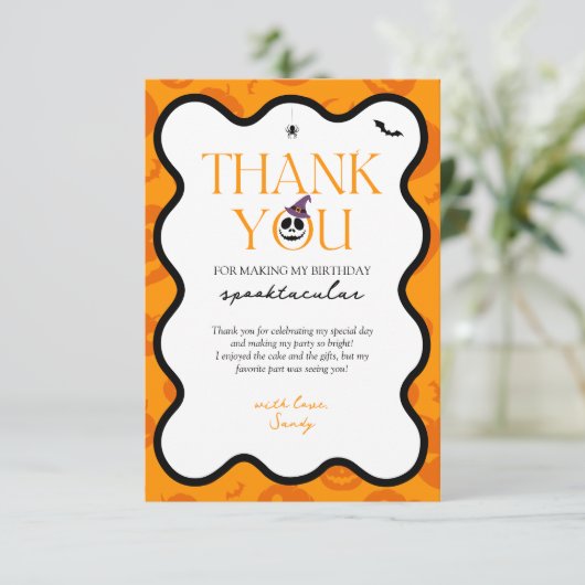 Spooky One Halloween Herfst Scary 1st Birthday Bedankkaart (Staand voorkant)