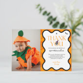 Spooky One Halloween Herfst Scary 1st Birthday Fot Bedankkaart (Staand voorkant)