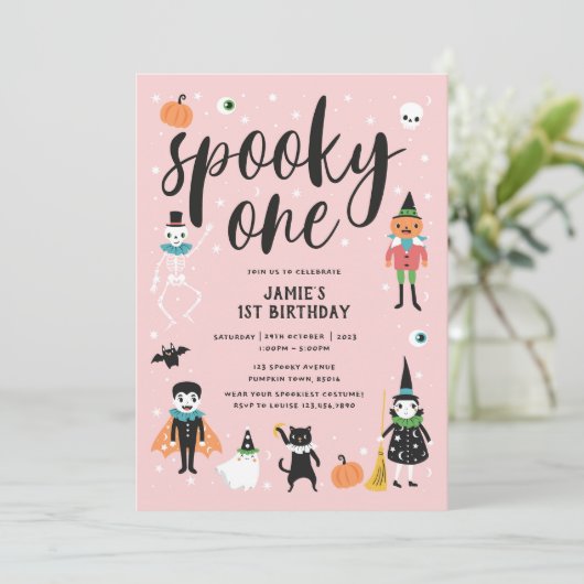 Spooky One Halloween Invitation Kaart (Staand voorkant)