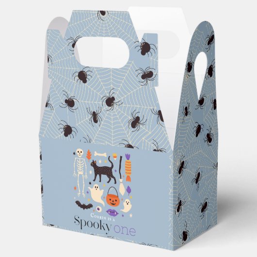 Spooky One Halloween Motieven Blauw 1e Verjaardag Bedankdoosjes (Geopend)