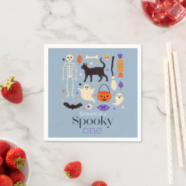 Spooky One Halloween Motieven Blauw 1e Verjaardag Servet